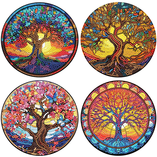 Diamond Crafts Projects Flowers Round Diamond Painting Table Mats for Home Decor