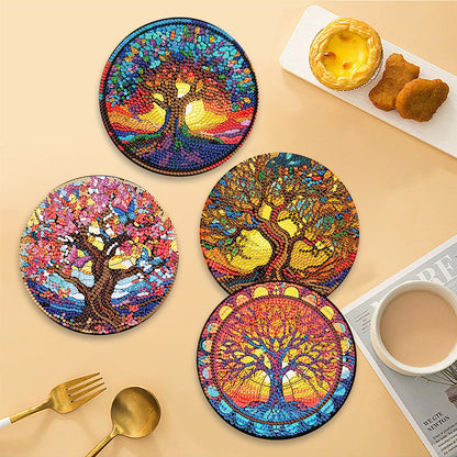 Diamond Crafts Projects Flowers Round Diamond Painting Table Mats for Home Decor