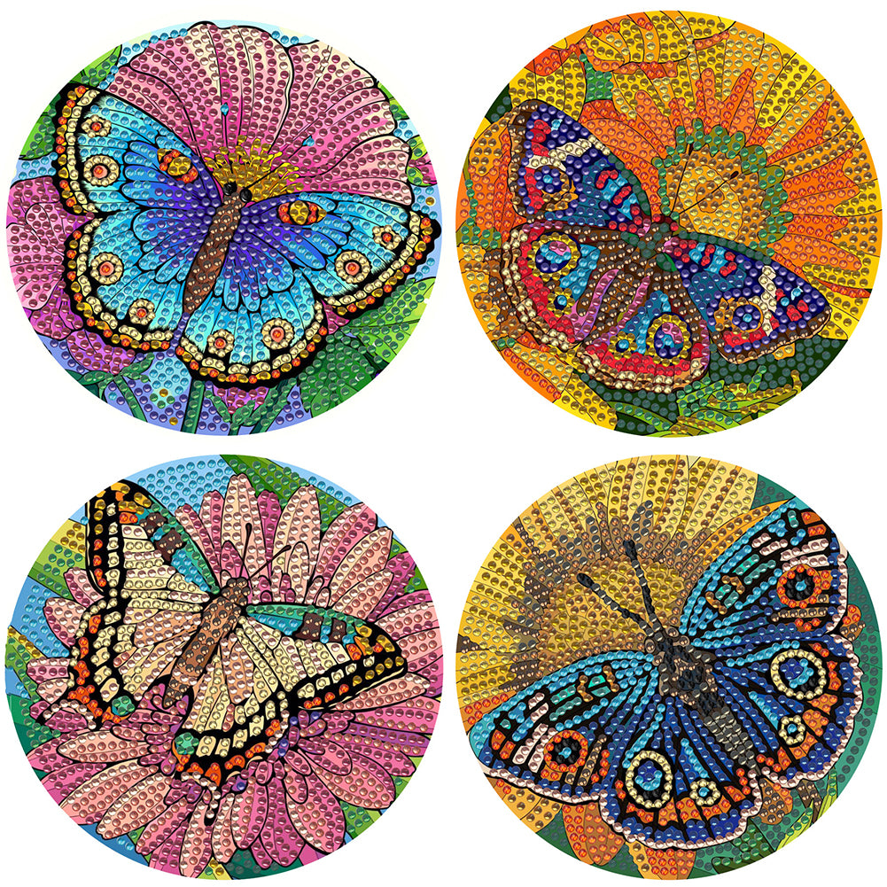 Diamond Crafts Projects Flowers Round Diamond Painting Table Mats for Home Decor