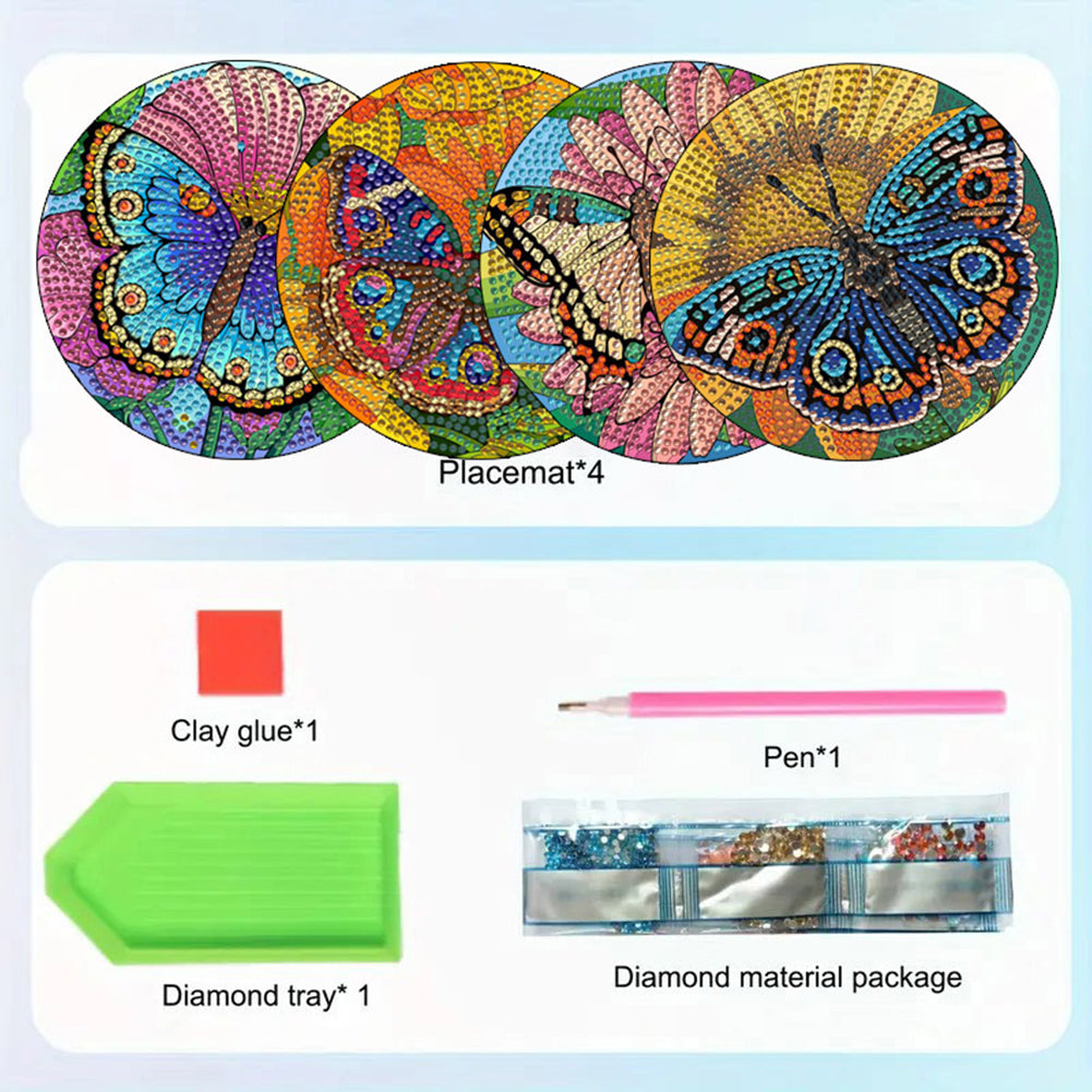 Diamond Crafts Projects Flowers Round Diamond Painting Table Mats for Home Decor