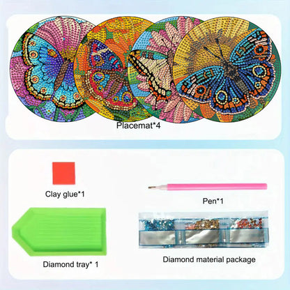 Diamond Crafts Projects Flowers Round Diamond Painting Table Mats for Home Decor
