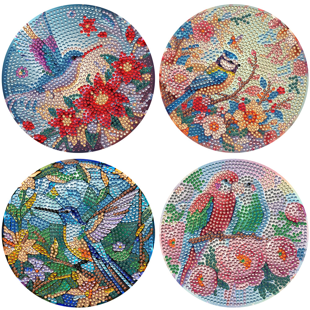 Diamond Crafts Projects Flowers Round Diamond Painting Table Mats for Home Decor