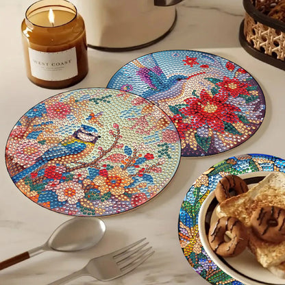 Diamond Crafts Projects Flowers Round Diamond Painting Table Mats for Home Decor
