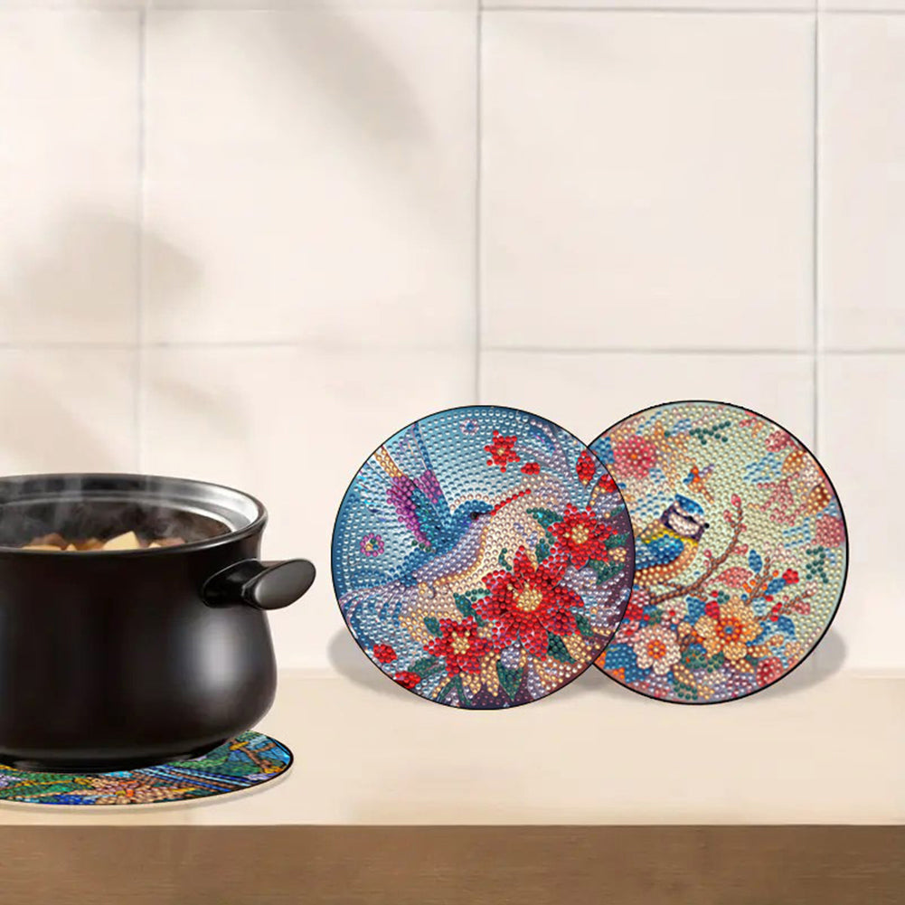 Diamond Crafts Projects Flowers Round Diamond Painting Table Mats for Home Decor