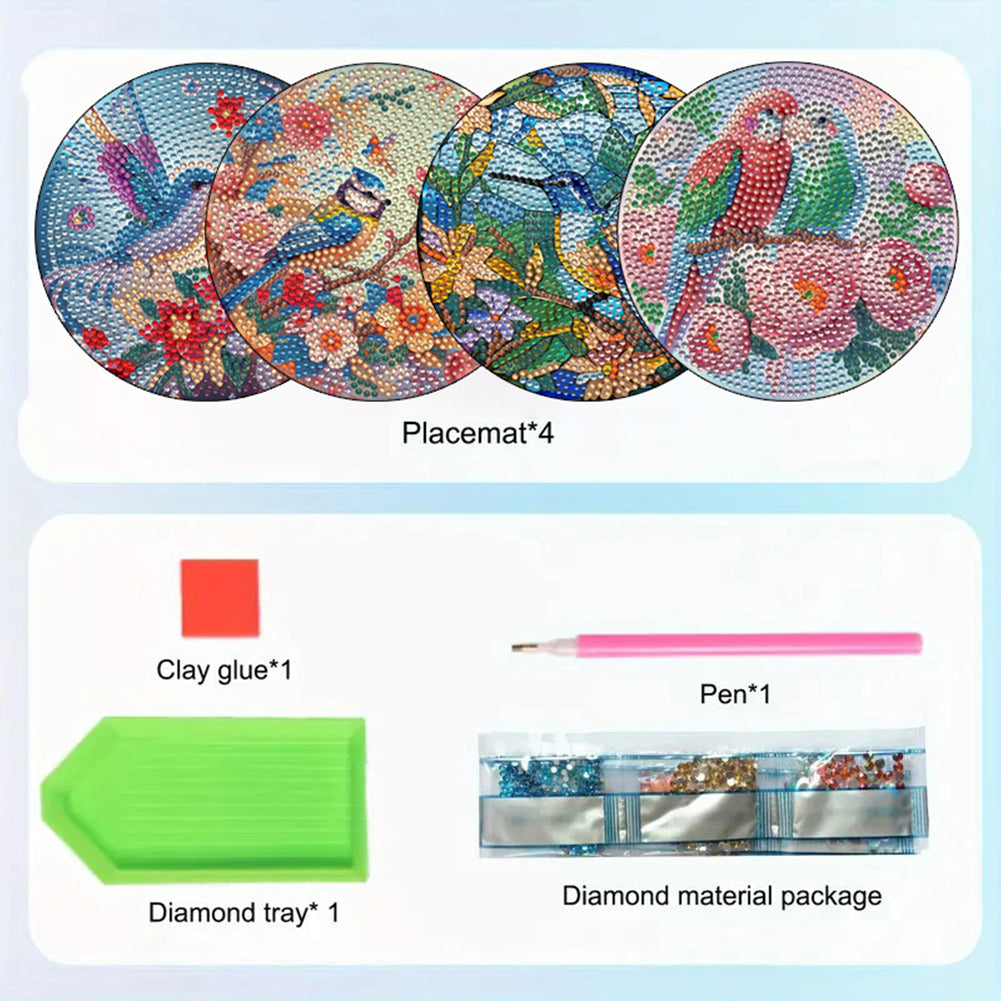 Diamond Crafts Projects Flowers Round Diamond Painting Table Mats for Home Decor