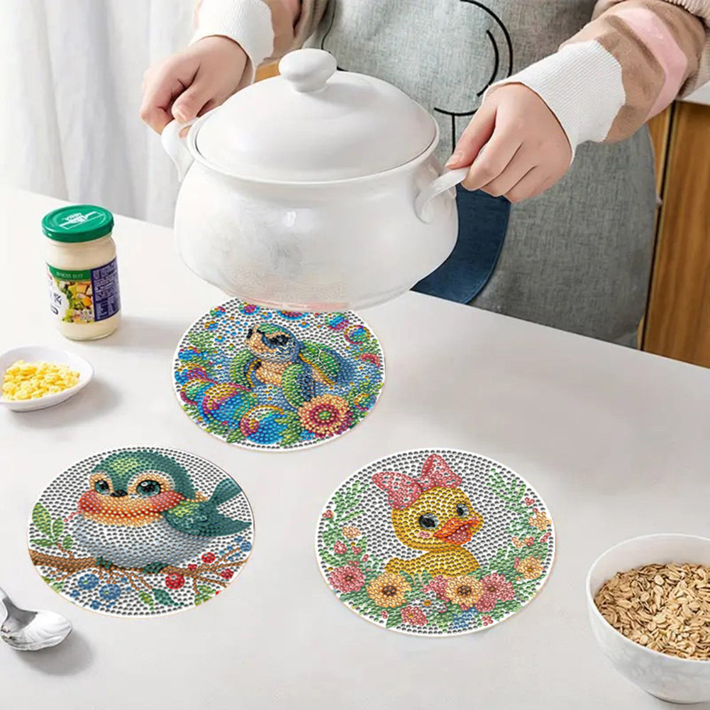 Diamond Crafts Projects Flowers Round Diamond Painting Table Mats for Home Decor