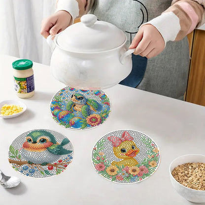 Diamond Crafts Projects Flowers Round Diamond Painting Table Mats for Home Decor