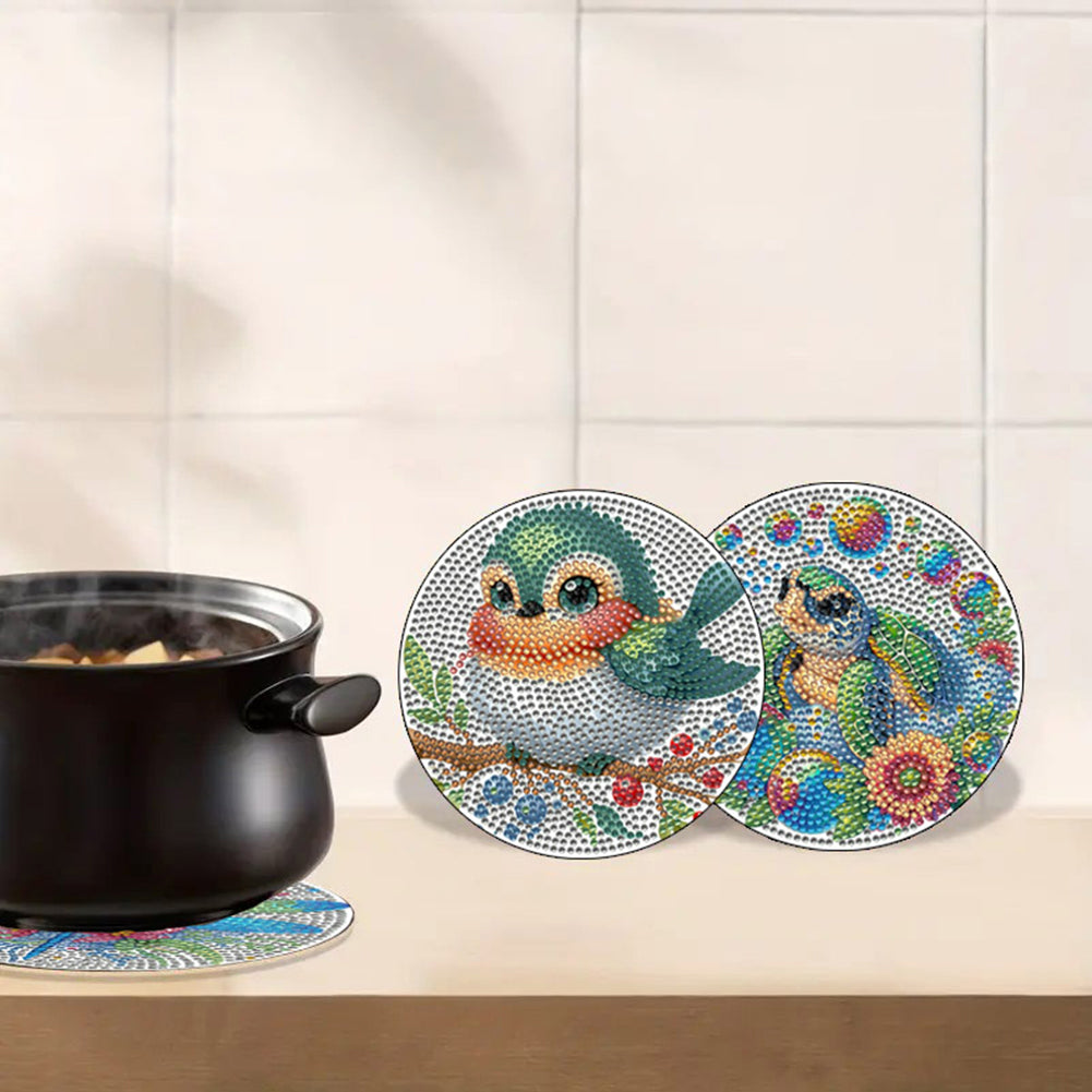 Diamond Crafts Projects Flowers Round Diamond Painting Table Mats for Home Decor