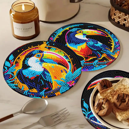 Diamond Crafts Projects Flowers Round Diamond Painting Table Mats for Home Decor