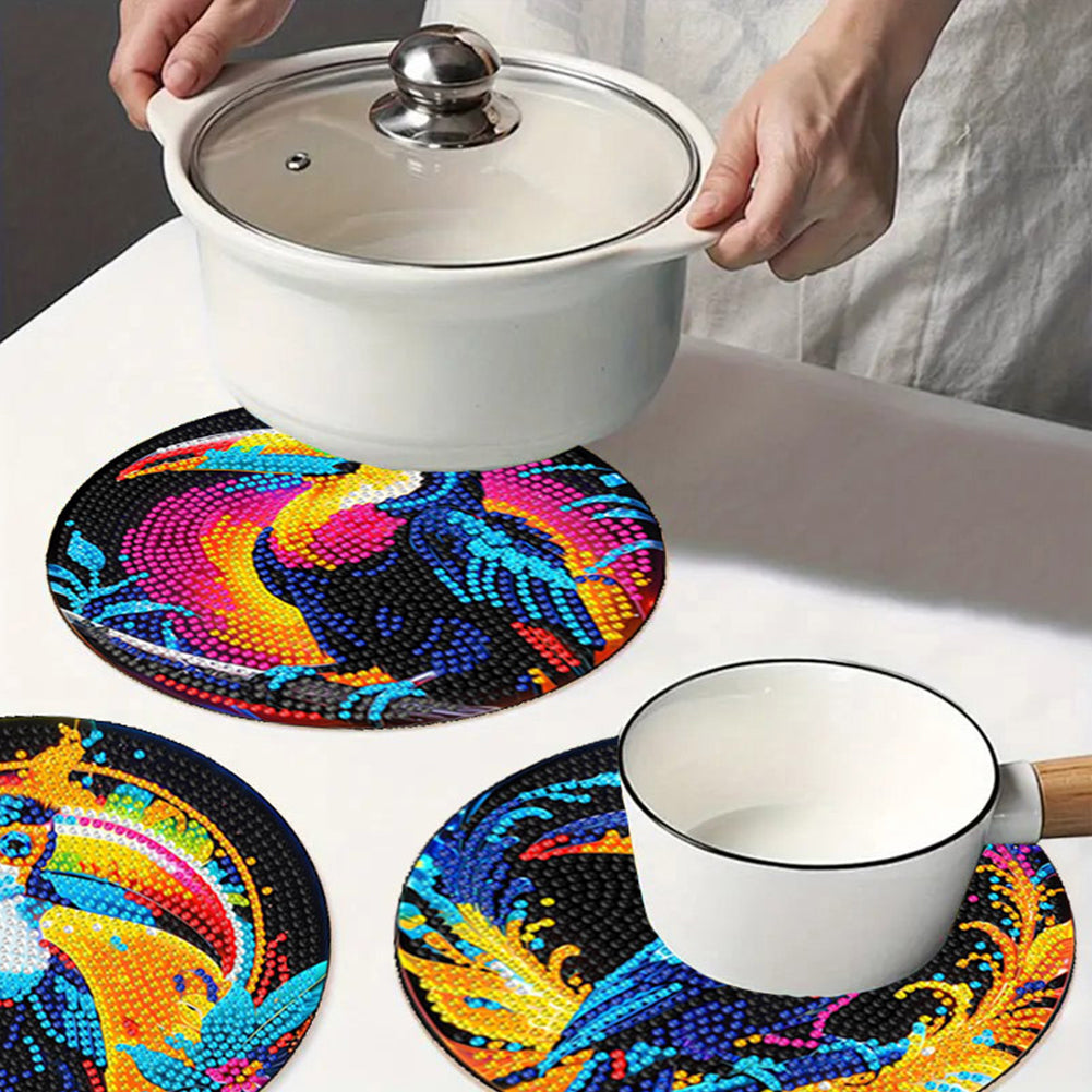 Diamond Crafts Projects Flowers Round Diamond Painting Table Mats for Home Decor