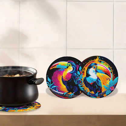 Diamond Crafts Projects Flowers Round Diamond Painting Table Mats for Home Decor