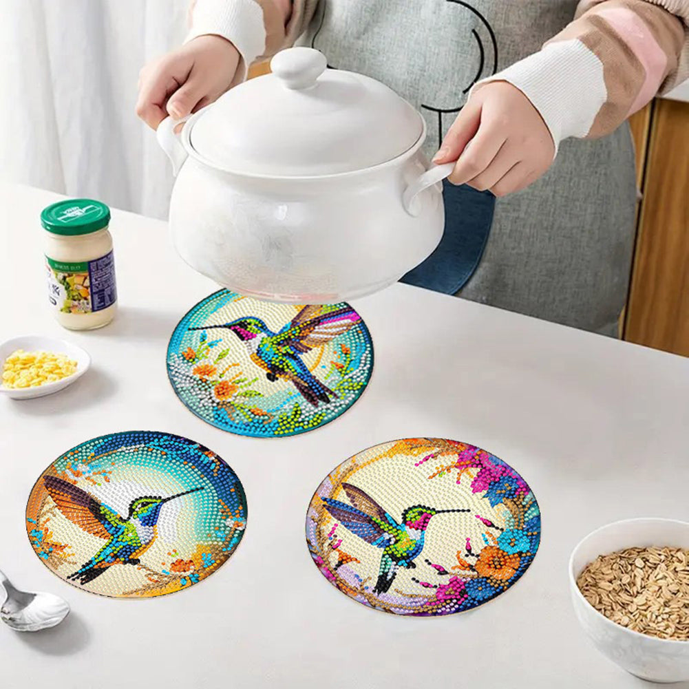 Diamond Crafts Projects Flowers Round Diamond Painting Table Mats for Home Decor