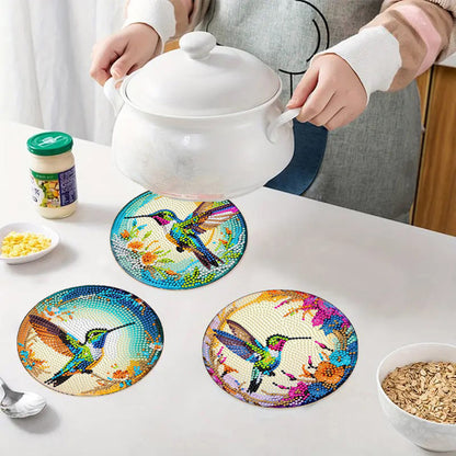 Diamond Crafts Projects Flowers Round Diamond Painting Table Mats for Home Decor