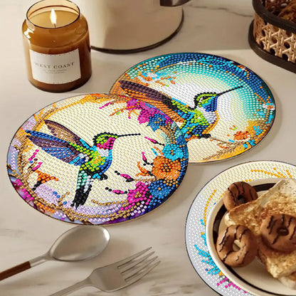 Diamond Crafts Projects Flowers Round Diamond Painting Table Mats for Home Decor