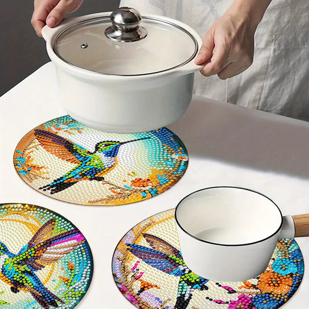 Diamond Crafts Projects Flowers Round Diamond Painting Table Mats for Home Decor