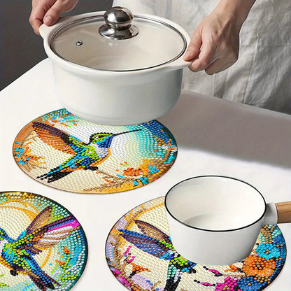 Diamond Crafts Projects Flowers Round Diamond Painting Table Mats for Home Decor