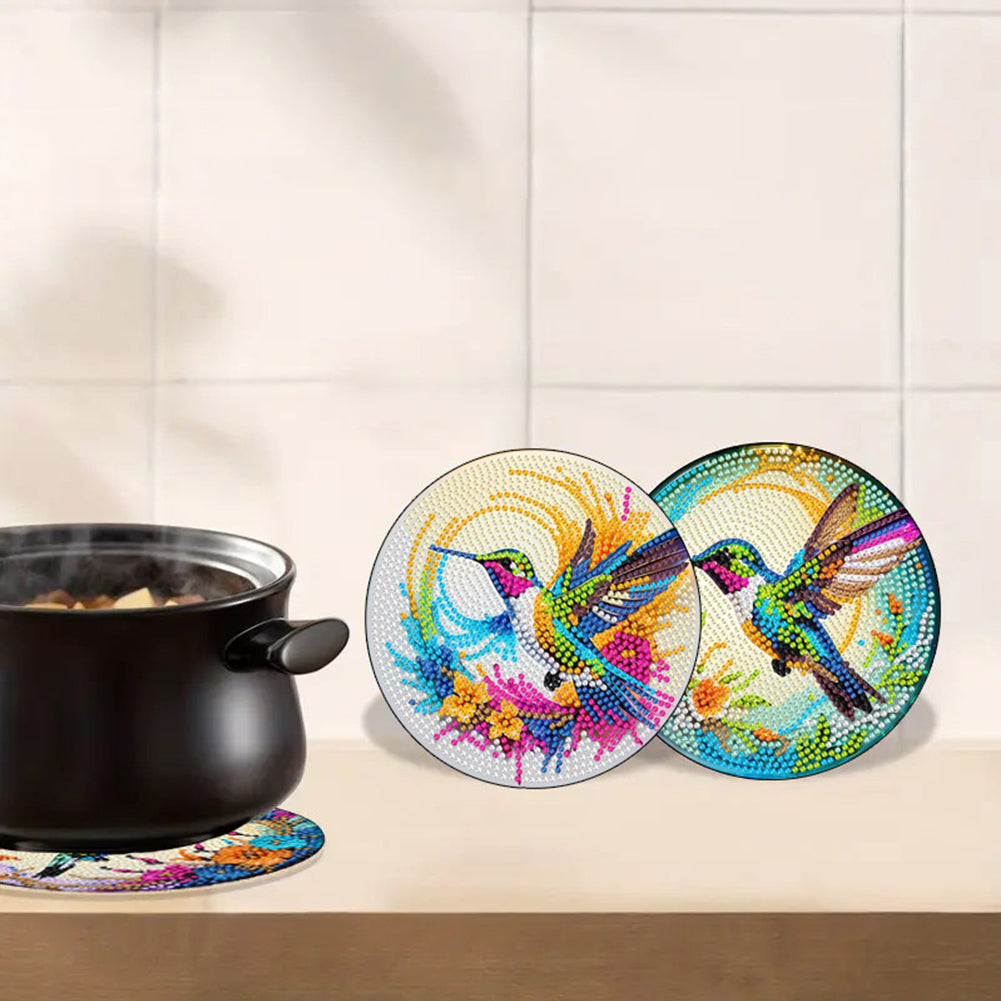 Diamond Crafts Projects Flowers Round Diamond Painting Table Mats for Home Decor