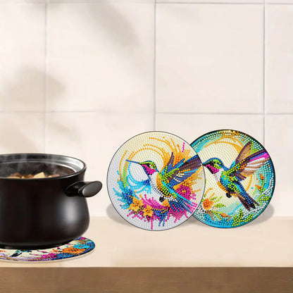 Diamond Crafts Projects Flowers Round Diamond Painting Table Mats for Home Decor