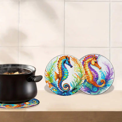 Diamond Crafts Projects Flowers Round Diamond Painting Table Mats for Home Decor