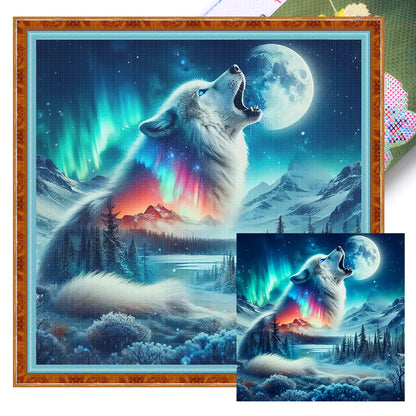 Aurora Wolf - 11CT Stamped Cross Stitch 40X40CM