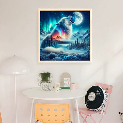 Aurora Wolf - 11CT Stamped Cross Stitch 40X40CM