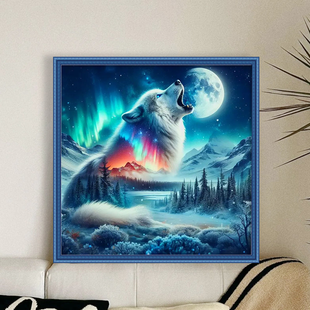 Aurora Wolf - 11CT Stamped Cross Stitch 40X40CM