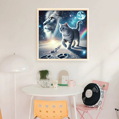 Cat And Lion - 11CT Stamped Cross Stitch 40X40CM