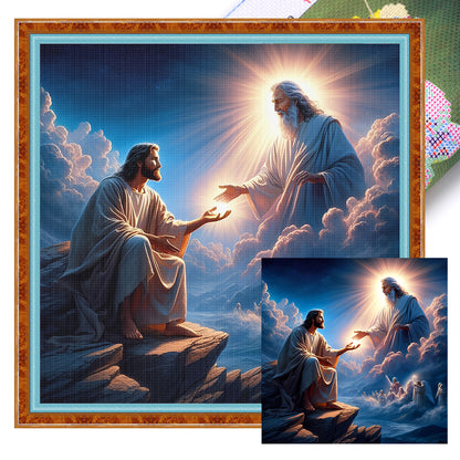 Jesus And Priest - 11CT Stamped Cross Stitch 40*40CM