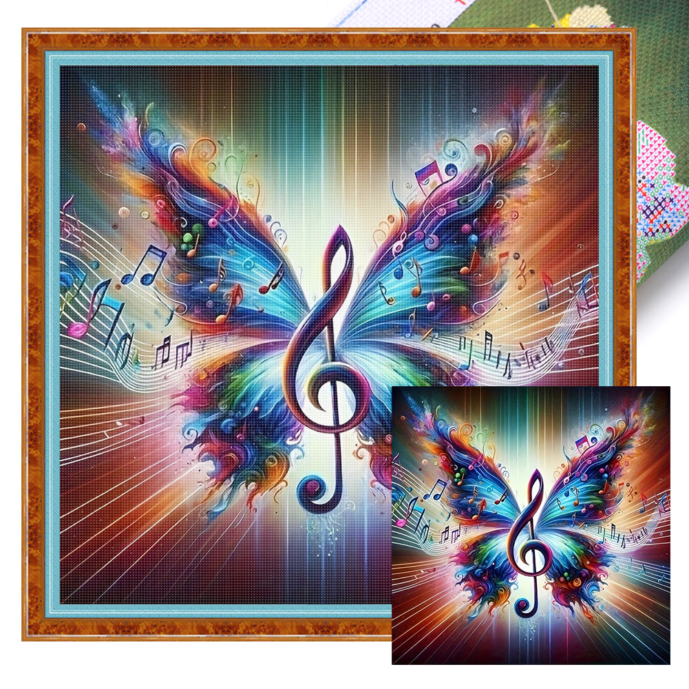 Note Butterfly - 11CT Stamped Cross Stitch 40*40CM