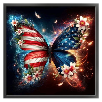American Flag Butterfly - 11CT Stamped Cross Stitch 40*40CM