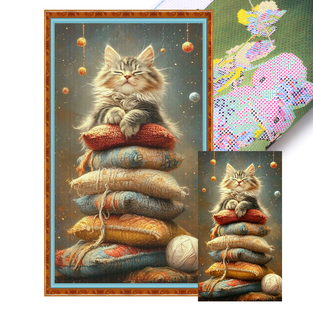 Sleeping Cat - 11CT Stamped Cross Stitch 40*70CM