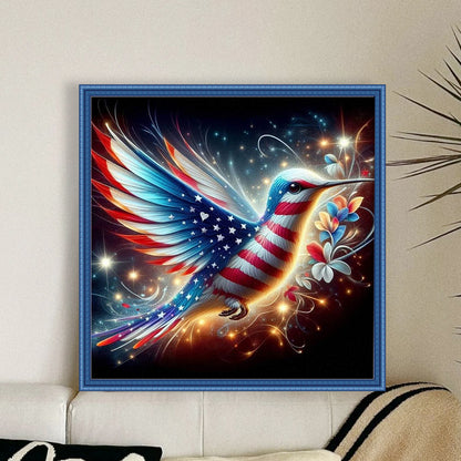 American Flag Hummingbird - 11CT Stamped Cross Stitch 40*40CM