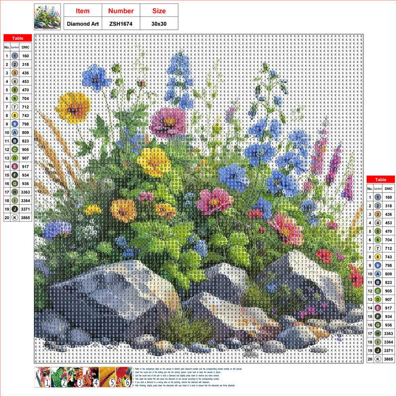 Flower Bush - Full Round Drill Diamond Painting 30*30CM
