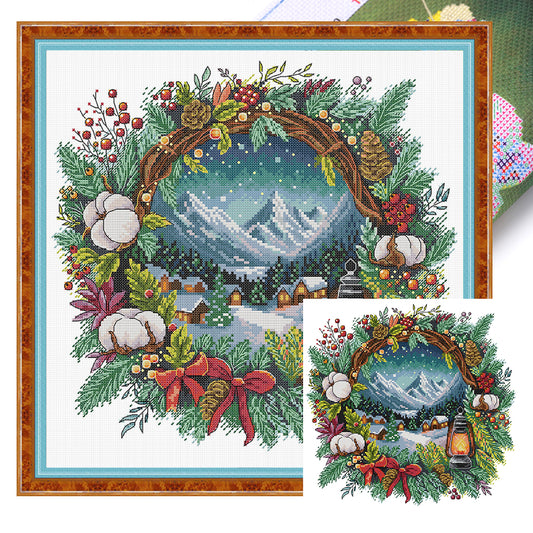 Winter Wreath - 14CT Stamped Cross Stitch 40*40CM(Fairy Brand)