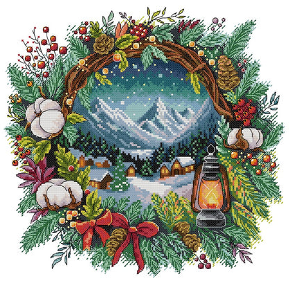 Winter Wreath - 14CT Stamped Cross Stitch 40*40CM(Fairy Brand)