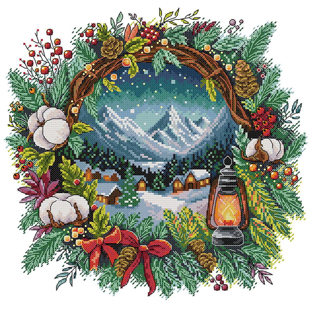 Winter Wreath - 14CT Stamped Cross Stitch 40*40CM(Fairy Brand)