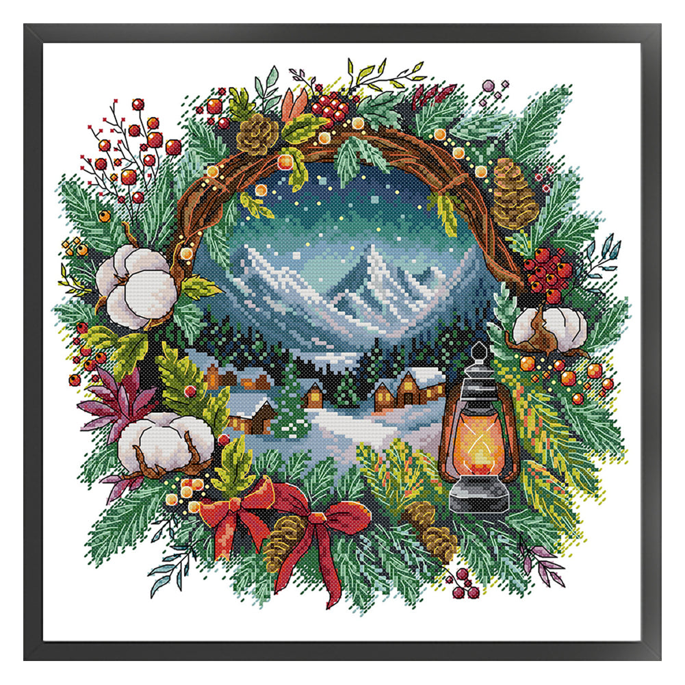 Winter Wreath - 14CT Stamped Cross Stitch 40*40CM(Fairy Brand)