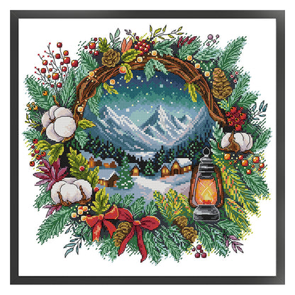 Winter Wreath - 14CT Stamped Cross Stitch 40*40CM(Fairy Brand)