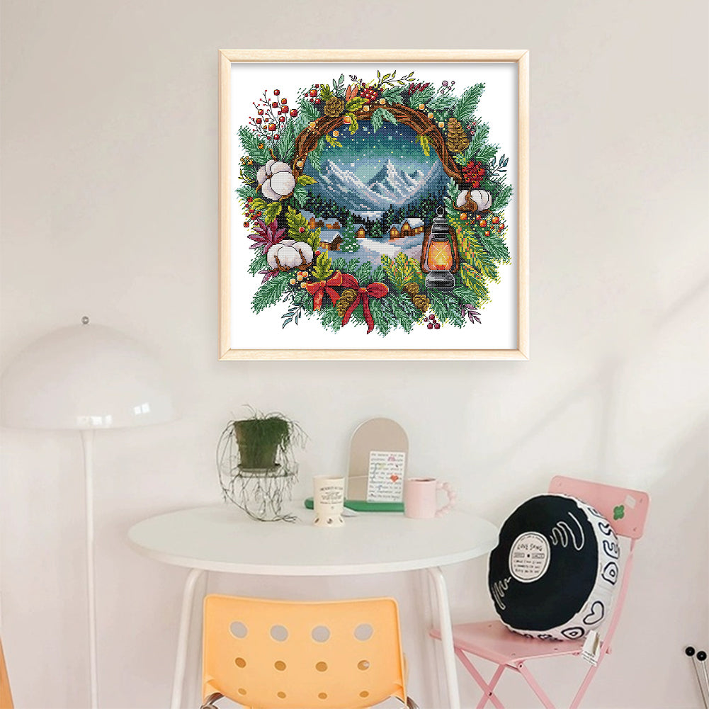 Winter Wreath - 14CT Stamped Cross Stitch 40*40CM(Fairy Brand)