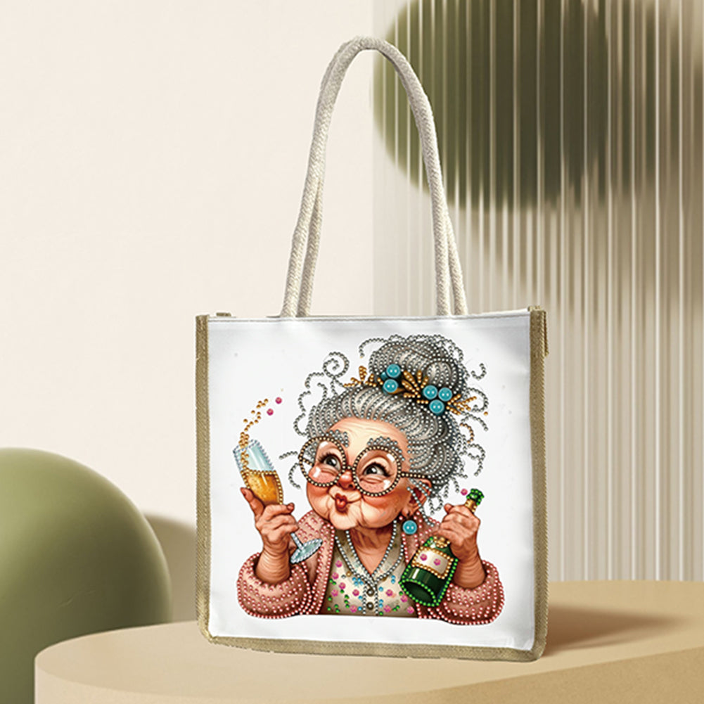 5D Diamond Painting Handbag DIY Linen Shopping Storage Bag Reusable Grocery Bag