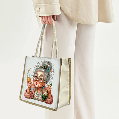 5D Diamond Painting Handbag DIY Linen Shopping Storage Bag Reusable Grocery Bag