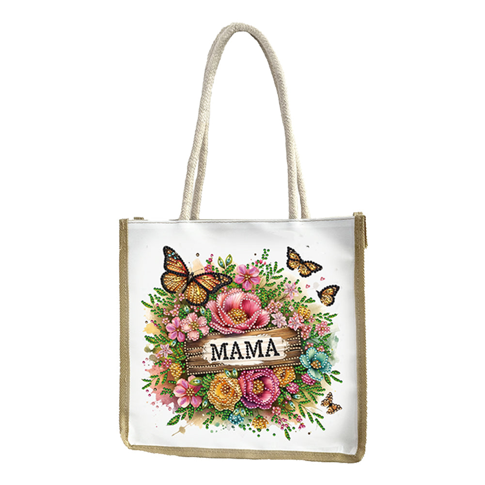 5D Diamond Painting Handbag DIY Linen Shopping Storage Bag Reusable Grocery Bag