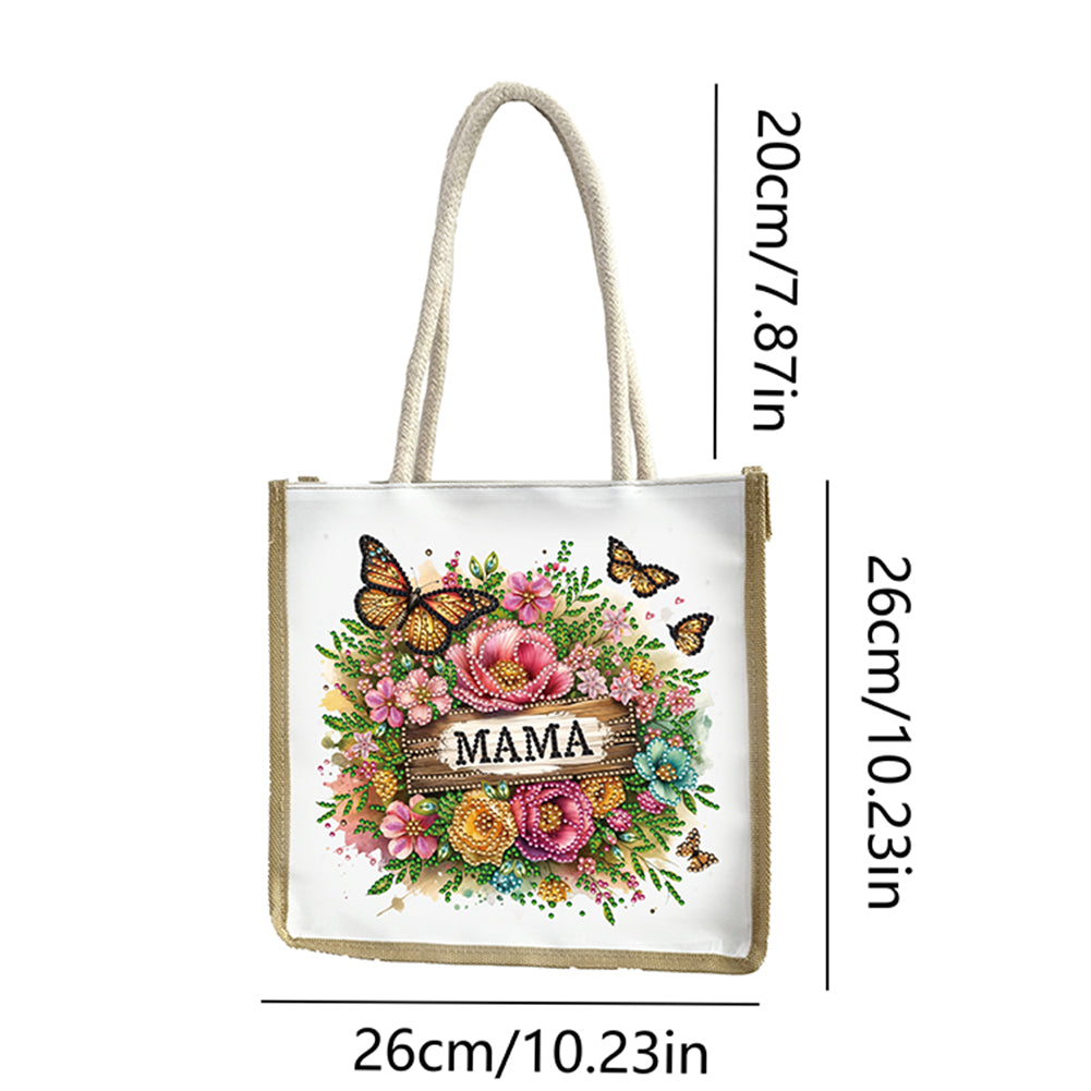 5D Diamond Painting Handbag DIY Linen Shopping Storage Bag Reusable Grocery Bag