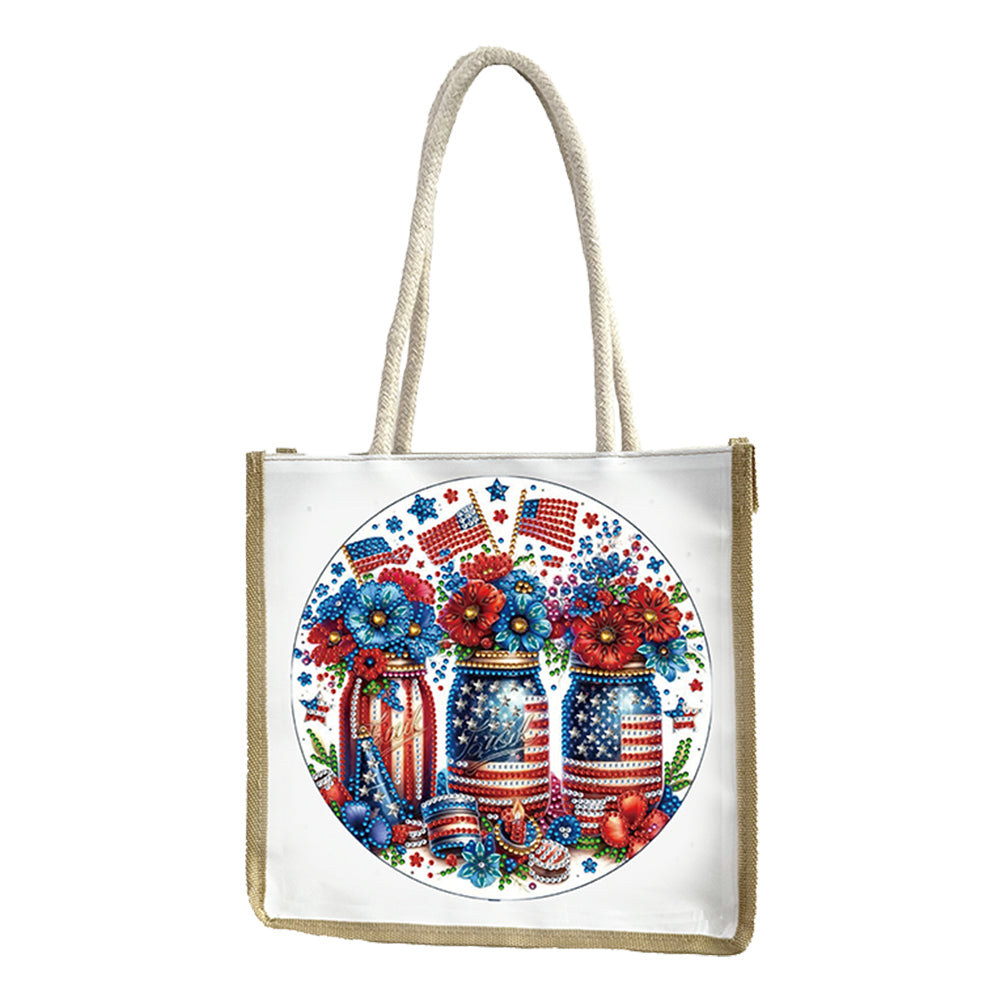 5D Diamond Painting Handbag DIY Linen Shopping Storage Bag Reusable Grocery Bag