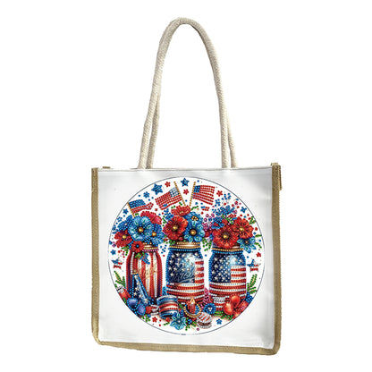 5D Diamond Painting Handbag DIY Linen Shopping Storage Bag Reusable Grocery Bag
