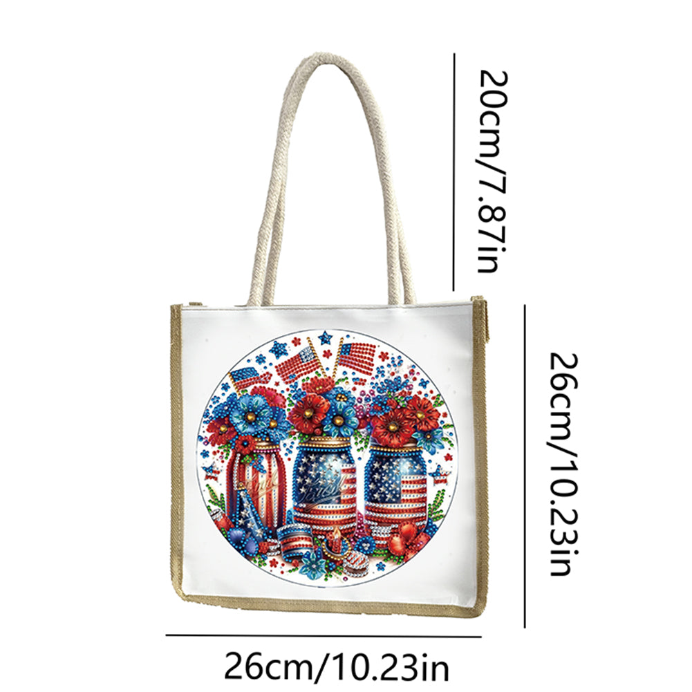 5D Diamond Painting Handbag DIY Linen Shopping Storage Bag Reusable Grocery Bag