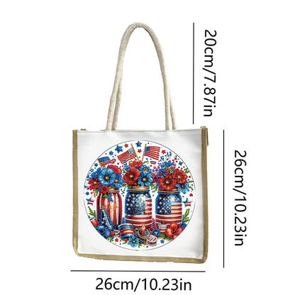 5D Diamond Painting Handbag DIY Linen Shopping Storage Bag Reusable Grocery Bag