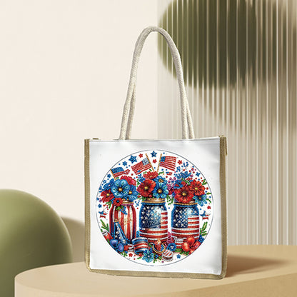 5D Diamond Painting Handbag DIY Linen Shopping Storage Bag Reusable Grocery Bag