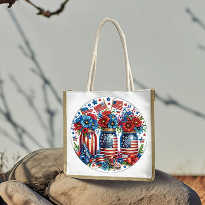 5D Diamond Painting Handbag DIY Linen Shopping Storage Bag Reusable Grocery Bag