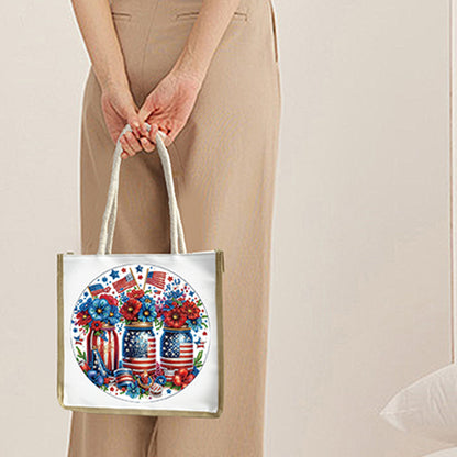 5D Diamond Painting Handbag DIY Linen Shopping Storage Bag Reusable Grocery Bag